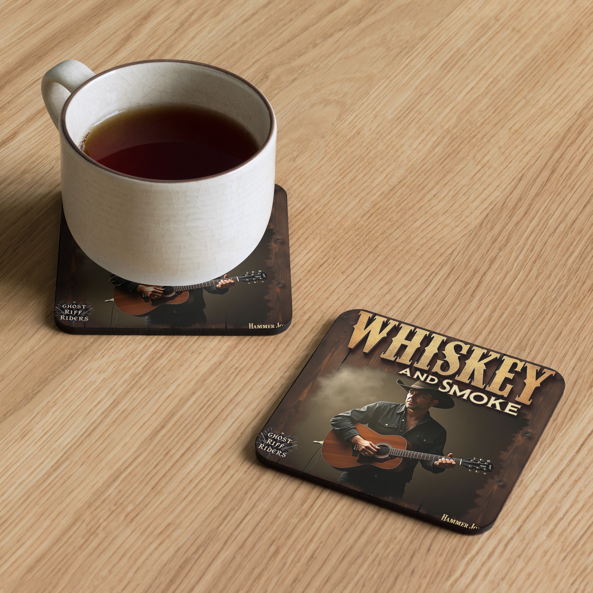 Whiskey and Smoke - Cork-back coaster